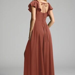 Azazie Terracotta Backless Maxi Dress